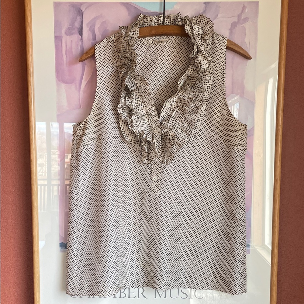 J. Crew Ruffled 100% Silk Sleeveless Blouse, Size 6